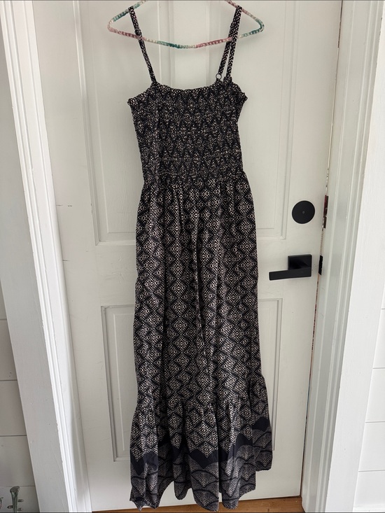 Michael Stars Dresses & Skirts - Michael Stars Alejandra Black and Cream Geometric Smocked Maxi Dress pockets M